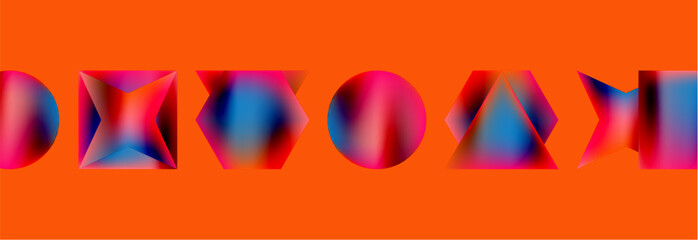 Poster - Neon color geometric shapes square triangle circle abstract background. Vector Illustration For Wallpaper, Banner, Background, Card, Book Illustration, landing page