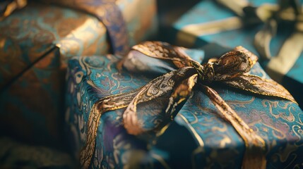 Elegant Wrapped Gifts with Decorative Ribbons