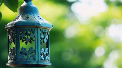 Sticker - Decorative Lantern Against a Lush Green Background