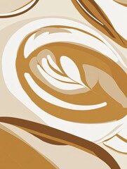 Sticker - Abstract Coffee Swirl Design with Warm Tones