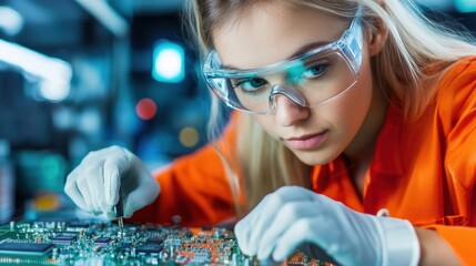 Poster - Young Engineer Working on Circuit Board in Laboratory
