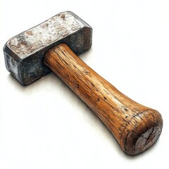 Heavy hammer tool, isolated on a white background.