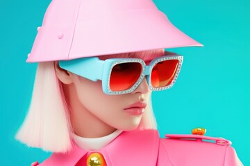 Poster - Disability fashion photo sunglasses adult woman.