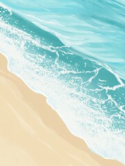 Wall Mural - Serene Beach Scene with Turquoise Waves and Sandy Shore