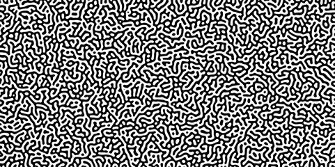 Wall Mural - Turing reaction diffusion monochrome seamless pattern with chaotic motion .Linear design with biological shapes. Organic lines in memphis. abstract turing organic wallpaper background .	