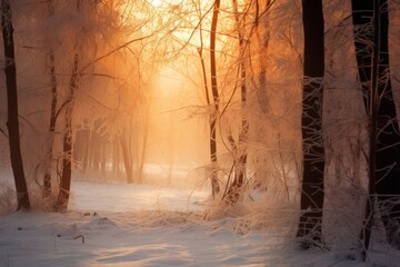 Canvas Print - Winter landscape sunlight outdoors.