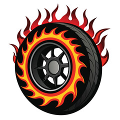 Flaming Wheel vector illustration isolated on a white background