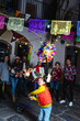 © Marcos - mexican child breaking a pinata at traditional posada celebration for Christmas in Mexico Latin America, hispanic family