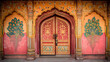 © Vika art - The ornate wooden door of the Indian palace.