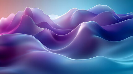 Wall Mural - Abstract Wavy Landscape in Blue and Purple Hues