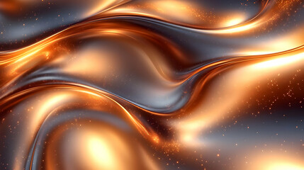 Wall Mural - Abstract Golden Waves with Glowing Particles