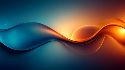 Wall Mural - Abstract Waves of Blue and Orange:  A Glowing, Dynamic Design