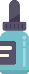 Poster - blue glass dropper bottle containing medical liquid with a black label is isolated on a white backgr