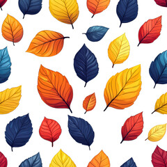 Wall Mural - colorful autumn leaves on a black background, creating a vibrant pattern. transparent background