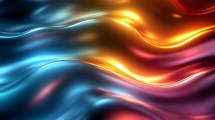 Wall Mural - Abstract Waves of Light: Blue, Orange, and Purple Shimmering