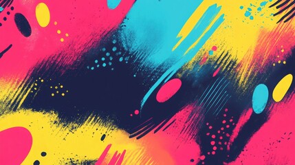 Wall Mural - Pop art background with bright color and simple shapes.