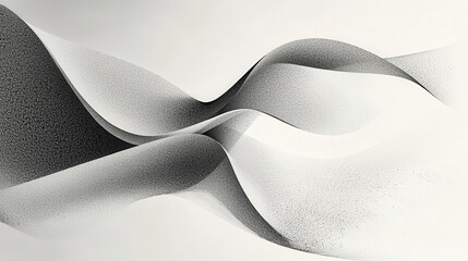 Poster - Abstract waves in black and white, creating a sense of motion and depth against a minimalist background.