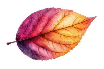 Wall Mural - colorful leaf with vibrant hues of pink, orange, and yellow on white isolated background. transparen