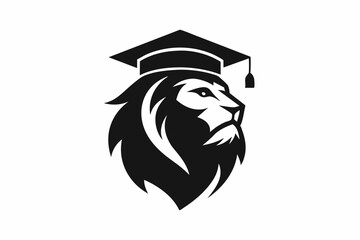 A  Education Logo vector art illustration with a Graduation lion icon logo