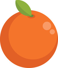 Poster - This vector illustration features a bright orange with a single green leaf, ideal for projects related to health, food, and more