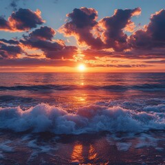 Poster - Sunset Over the Ocean with Dramatic Clouds