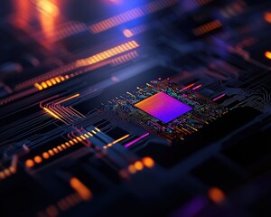 Aufkleber - Abstract circuit board with vibrant colors.