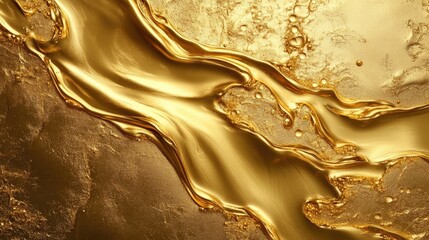 Poster - An abstract image of liquid gold flowing across a textured gold background, representing fluidity, wealth, and luxury.