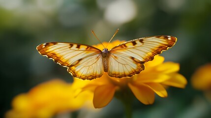 Wall Mural - Butterfly on a Yellow Flower