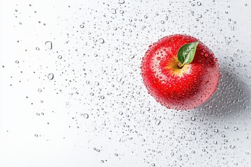Wall Mural - Fresh red with water drops on reflective surface