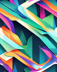 Poster - Abstract palm leaves with geometric forms seamless wallpaper design pattern