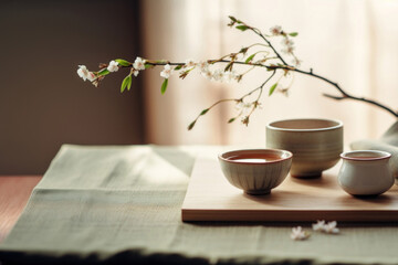 Canvas Print - Japanese Tea flower table plant.