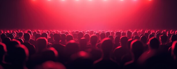 stage lights illuminating a concert crowd with party vibe concept. silhouetted concert crowd under v