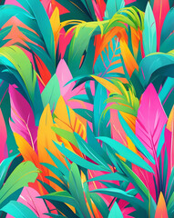Aufkleber - Palm fronds with sharp edges seamless wallpaper pattern design
