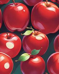 Wall Mural - Red apples with subtle outlines seamless wallpaper design pattern