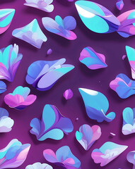 Poster - Violet petals with sharp outlines seamless wallpaper pattern design