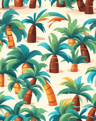 Wall Mural - Abstract coconut tree shapes with accents seamless wallpaper pattern design