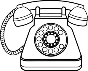 Rotary phone vector line art