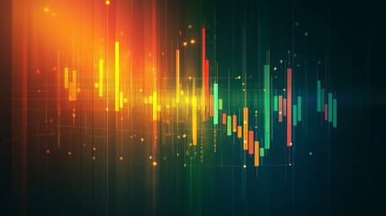 Poster - colorful abstract financial chart with vibrant candlestick patterns representing market trends and t