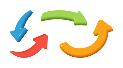 Aufkleber - Arrow curve motion navigation pointer, upward vector illustration. Doodle of rotating pointers, web design elements, colorful rotating swirly arrows, web design elements