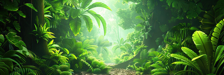 Wall Mural - Forest Green Game Show Escape: Lush Jungle Theme