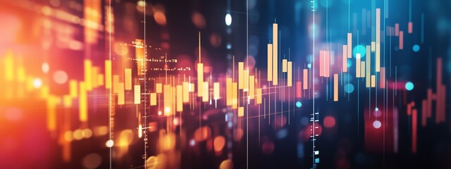 Poster - colorful digital financial graph showcasing market trends and data analysis in a modern, high-tech e