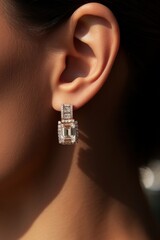 Canvas Print - Emerald cut diamonds earring jewelry luxury accessories.