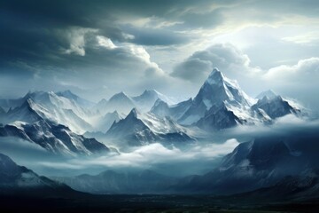 Wall Mural - Mountain range landscape panoramic outdoors.