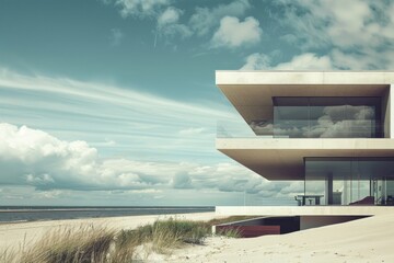 Canvas Print - Modern house beach transportation architecture.