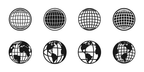 Wall Mural - globes with world maps. earth vector icons. earth icon. globes. earth globe with continents. globe. 