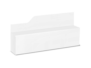 Wall Mural - white blank long paperboard box with label header card. realistic 3d vector mock-up. isolated cardbo