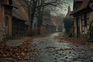 Wall Mural - Rural street background outdoors village nature.