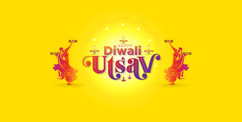 Poster - Happy Diwali. Festive Diwali utsav celebration background.