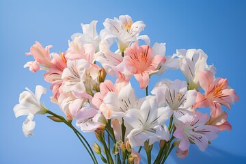 Canvas Print - White alstromeria flowers blossom petal plant.