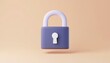© Goodstock - A stylized purple padlock with a white shackle and keyhole against a soft peach background, symbolizing security and protection.